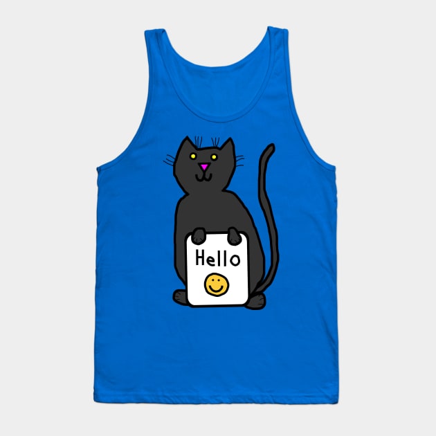 Cute Cat says Hello Tank Top by ellenhenryart